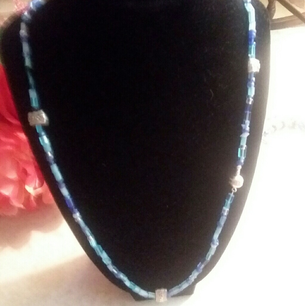 Necklace and Bracelet Set Blue Beads